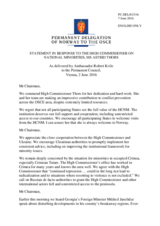 Statement by the Delegation of Norway in response to the report by the High Commissioner on National Minorities, Ms. Astrid Thors