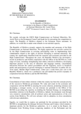 Statement by the Delegation of Moldova in response to the report by the High Commissioner on National Minorities, Ms. Astrid Thors
