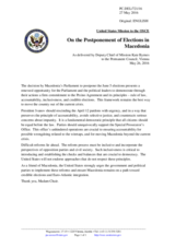 Statement by the Delegation of the United States of America on the postponement of elections in the former Yugoslav Republic of Macedonia