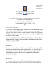 Statement by the Delegation of Norway in response to the report by the OSCE Project Co-ordinator in Ukraine, Ambassador Vaidotas Verba