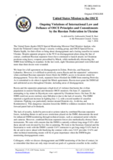 Statement by the Delegation of the United States of America on the Russia’s ongoing aggression against Ukraine and illegal occupation of Crimea
