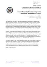 Statement by the Delegation of the United States of America on the release of the human rights defender Ms. S. Korur Fincancı and journalists Mr. E. Önderoğlu and Mr. A. Nesin in Turkey