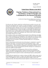 Statement by the Delegation of the United States of America on the Russia’s ongoing aggression against Ukraine and illegal occupation of Crimea