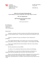 Address by the Minister for Foreign Affairs of Austria, H.E. Sebastian Kurz