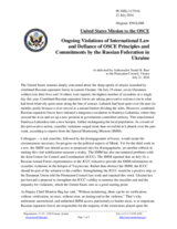 Statement by the Delegation of the United States of America on the Russia’s ongoing aggression against Ukraine and illegal occupation of Crimea