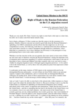 Statement by the Delegation of the United States of America in response to the statement by the Delegation of the Russian Federation on the violations of the rights of migrants in the United States of America