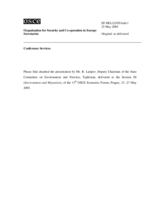 Presentation by Mr. R. Latipov, Deputy Chairman of the State Committee on Environment and Forestry, Tajikistan