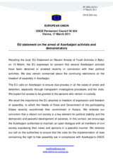 Statement by the Hungarian Presidency of the Council of the European Union on the arrest of Azerbaijani activists and demonstrators