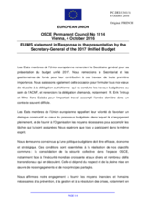 Statement by the Slovak EU Presidency in response to the presentation by the OSCE Secretary General of the 2017 Unified Budget Proposal