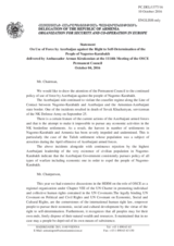 Statement by the Delegation of Armenia on the use of force by Azerbaijan to deny the people of Nagorno-Karabakh the right to self-determination