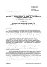 Statement by the Delegation of the Russian Federation in response to the address by the President of the OSCE Parliamentary Assembly, Ms. Christine Muttonen