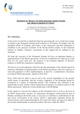 Statement by the Delegation of Ukraine on the Russia’s ongoing aggression against Ukraine and illegal occupation of Crimea