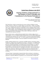 Statement by the Delegation of the United States of America on the Russia’s ongoing aggression against Ukraine and illegal occupation of Crimea