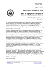 Statement by the Delegation of the United States of America on the parliamentary elections in Montenegro, held on 16 October 2016