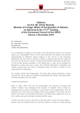 Address by the Minister for Foreign Affairs of Albania, H.E. Ditmir Bushati