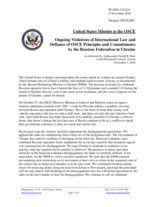 Statement by the Delegation of the United States of America on the Russia’s ongoing aggression against Ukraine and illegal occupation of Crimea