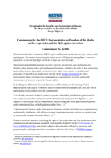 Communiqué by the OSCE Representative on Freedom of the Media  on free expression and the fight against terrorism
