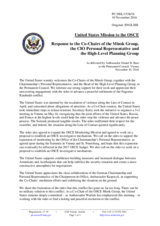Statement by the Delegation of the United States of America in response to the address by Ambassador Andrzej Kasprzyk, by the Co-Chairmen of the Minsk Group and by Colonel Hans Lampalzer