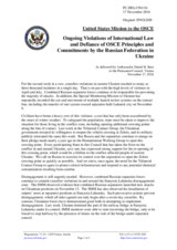 Statement by the Delegation of the United States of America on the Russia’s ongoing aggression against Ukraine and illegal occupation of Crimea