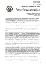 Statement by the Delegation of the United States of America in response to the report by the Representative on Freedom of the Media, Ms. Dunja Mijatović