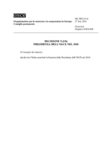 Decision No. 2/16 - OSCE Chairmanship in the Year 2018