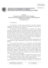 Statement by the Delegation of Armenia in response to the presentations by the Chairpersons of the Security Committee; the Economic and Environmental Committee; and the Human Dimension Committee