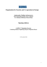 Opening address by Ambassador Madina Jarbussynova, OSCE Special Representative and Co-ordinator for Combating Trafficking in Human Beings