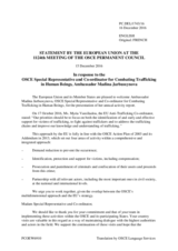 Statement by the Slovak EU Presidency in response to the report by the OSCE Special Representative and Co-ordinator for Combating Trafficking in Human Beings, Ambassador Madina Jarbussynova