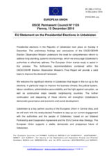 Statement by the Slovak EU Presidency on the presidential elections in Uzbekistan, held on 4 December 2016