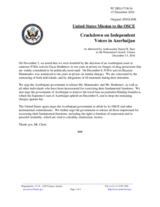 Statement by the Delegation of the United States of America on the human rights situation in Azerbaijan