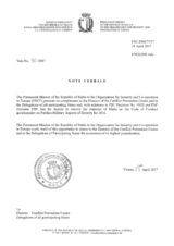 Response by the Delegation of Malta to the Questionnaire on the Code of Conduct on Politico-Military Aspects of Security